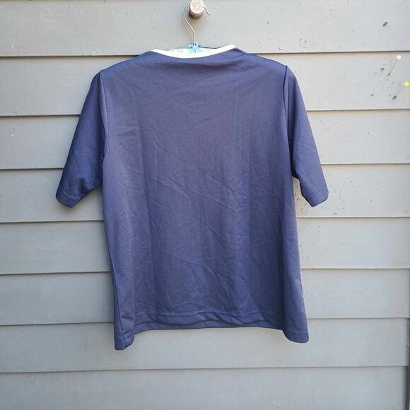 Nike Navy Blue White Vintage Exercise V Neck Tee size Large - Picture 5 of 8